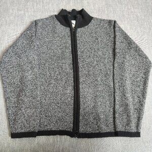 VINTAGE ILANCO Sweater Jacket Size Medium Gray Knitted Full Zip Wool Canada